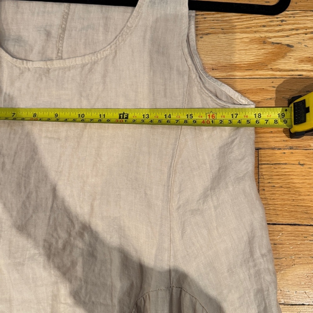 Italian artisanal asymmetrical layered 100% linen dress - Picture 6 of 9